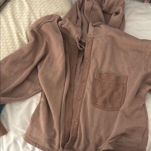 Cozy Brown Button-Up Hoodie